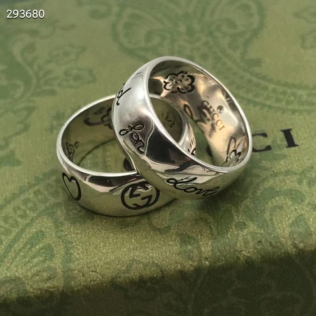 g*u*i unisex blind for love silver eye He**ts birds flowers interlocking g 925 sterling silver