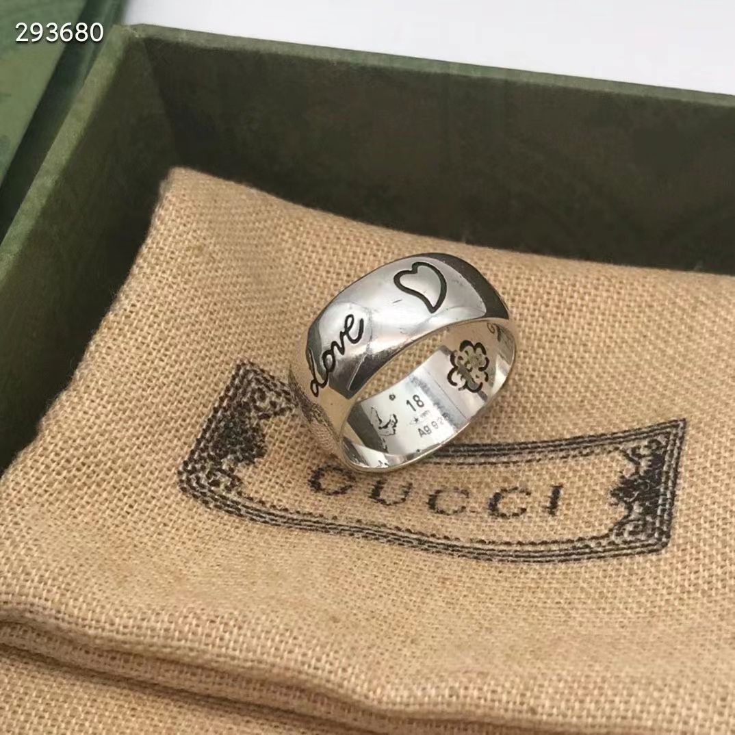 g*u*i unisex blind for love silver eye He**ts birds flowers interlocking g 925 sterling silver