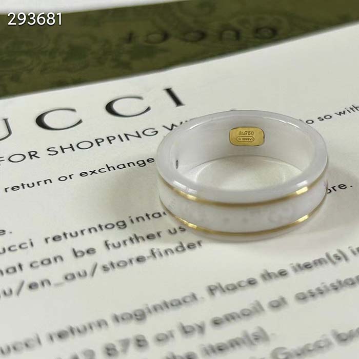 G*u*i unisex icon ring yellow gold interlocking g 18k yellow gold white zirconia