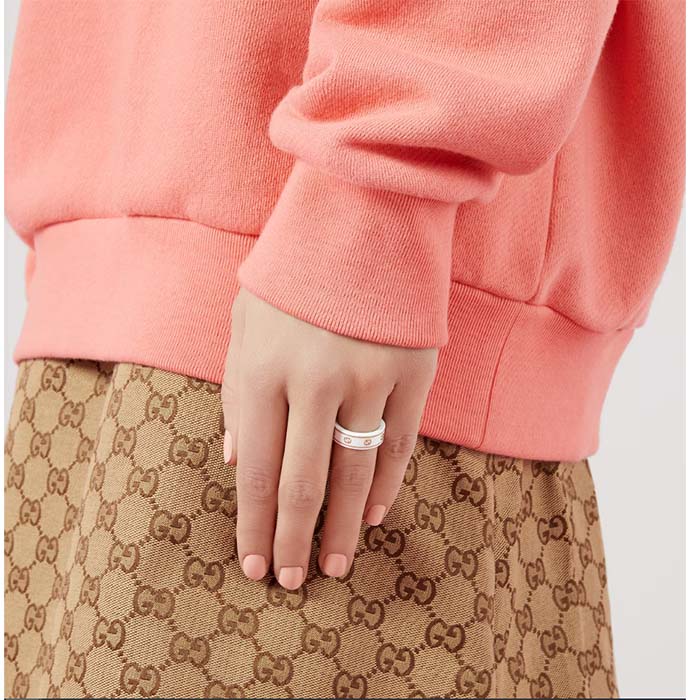 G*u*i unisex icon ring yellow gold interlocking g 18k yellow gold white zirconia