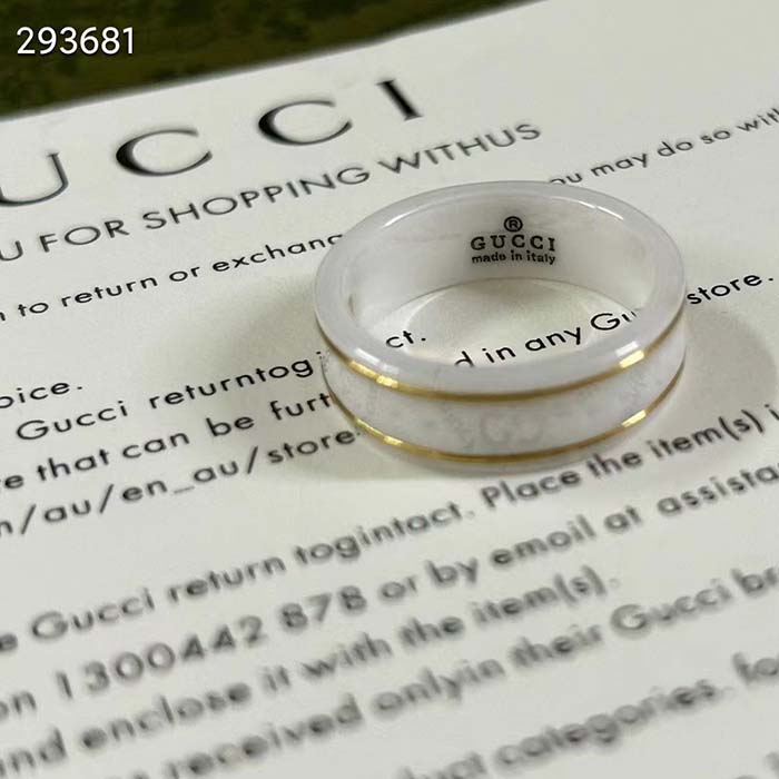 G*u*i unisex icon ring yellow gold interlocking g 18k yellow gold white zirconia