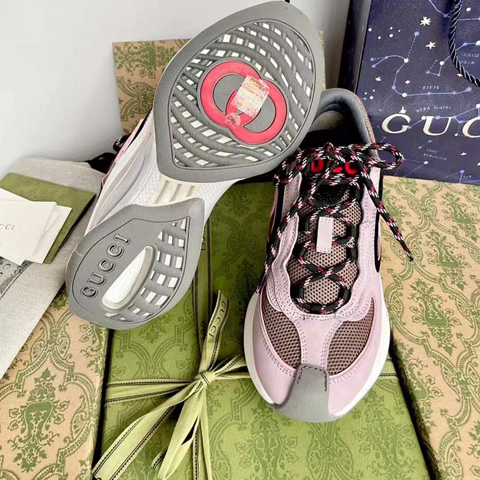 G*u*i unisex run sneaker lilac black suede interlocking g bi-color rubbe low heel