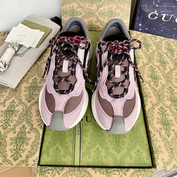 G*u*i unisex run sneaker lilac black suede interlocking g bi-color rubbe low heel