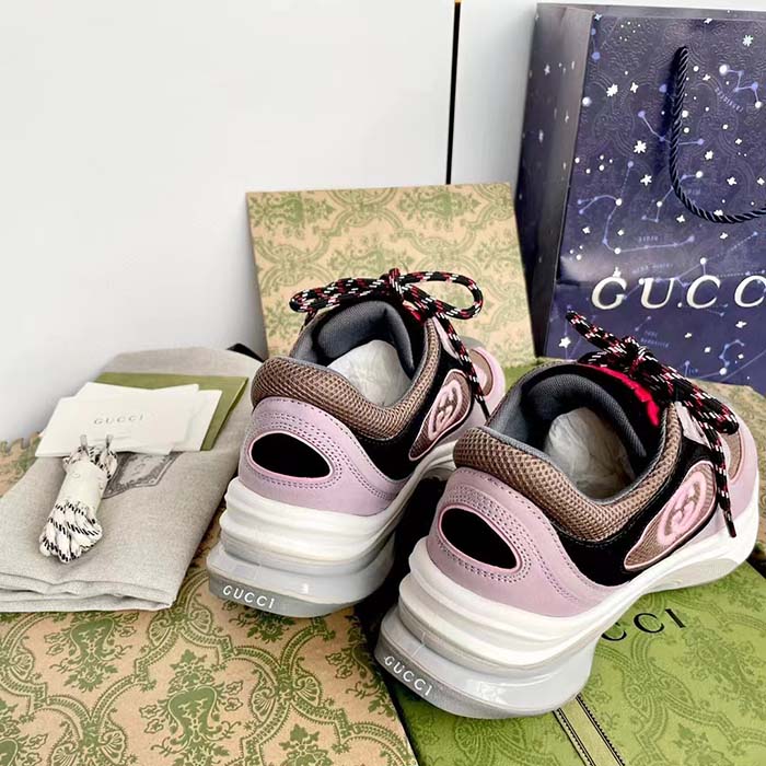 G*u*i unisex run sneaker lilac black suede interlocking g bi-color rubbe low heel