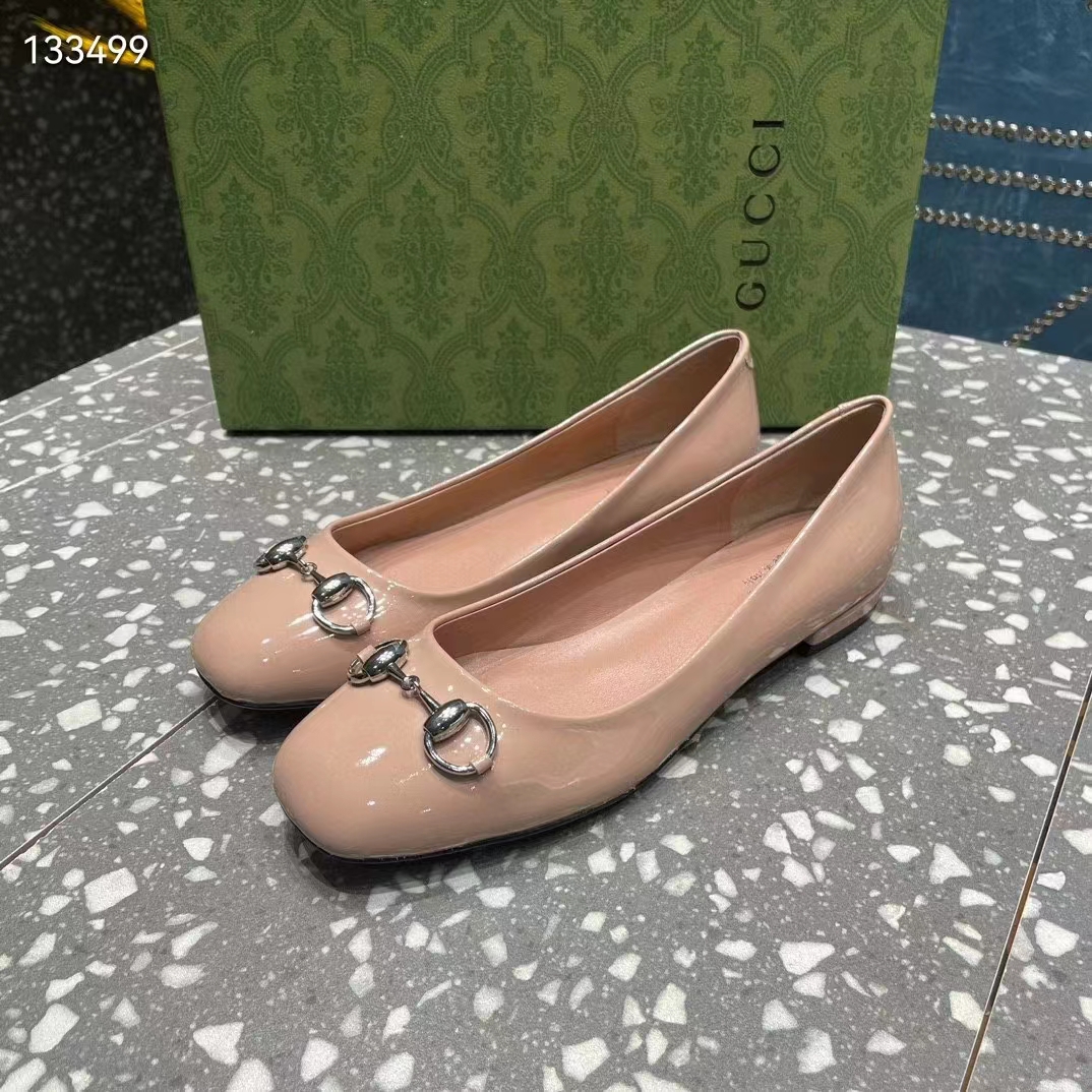 G*u*i women ballet flat horsebit light pink leather low 2.5 cm heel