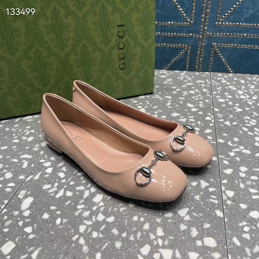 G*u*i women ballet flat horsebit light pink leather low 2.5 cm heel