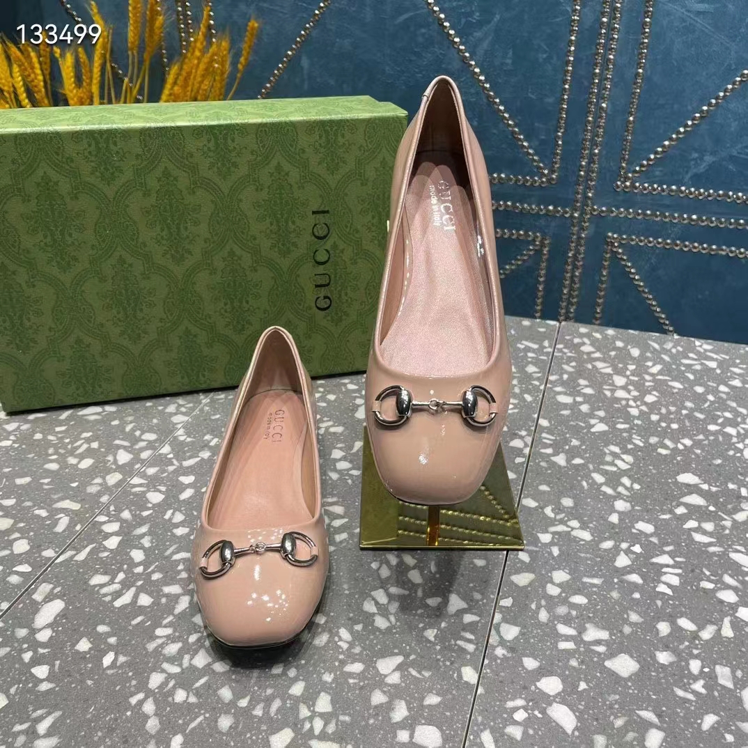 G*u*i women ballet flat horsebit light pink leather low 2.5 cm heel
