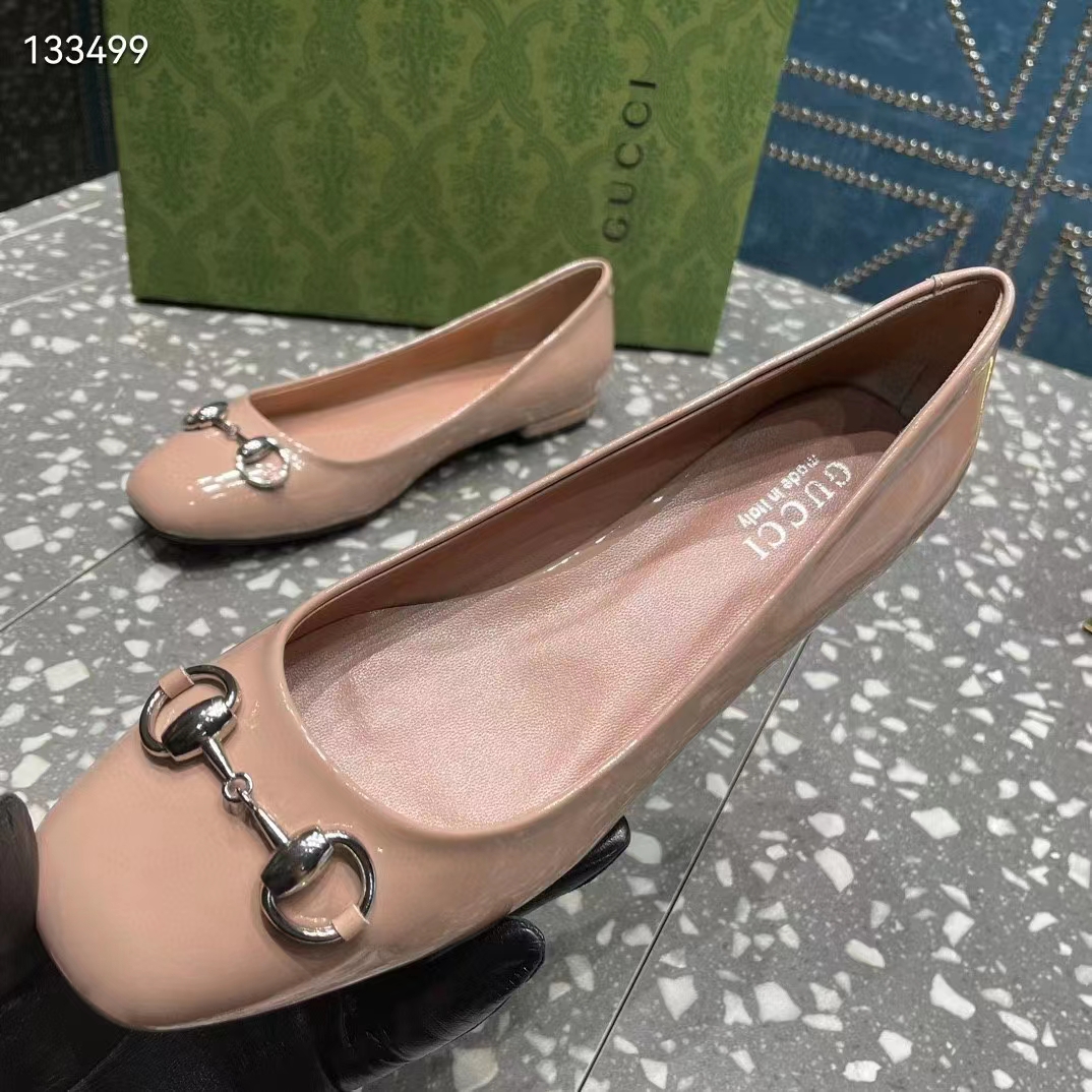 G*u*i women ballet flat horsebit light pink leather low 2.5 cm heel