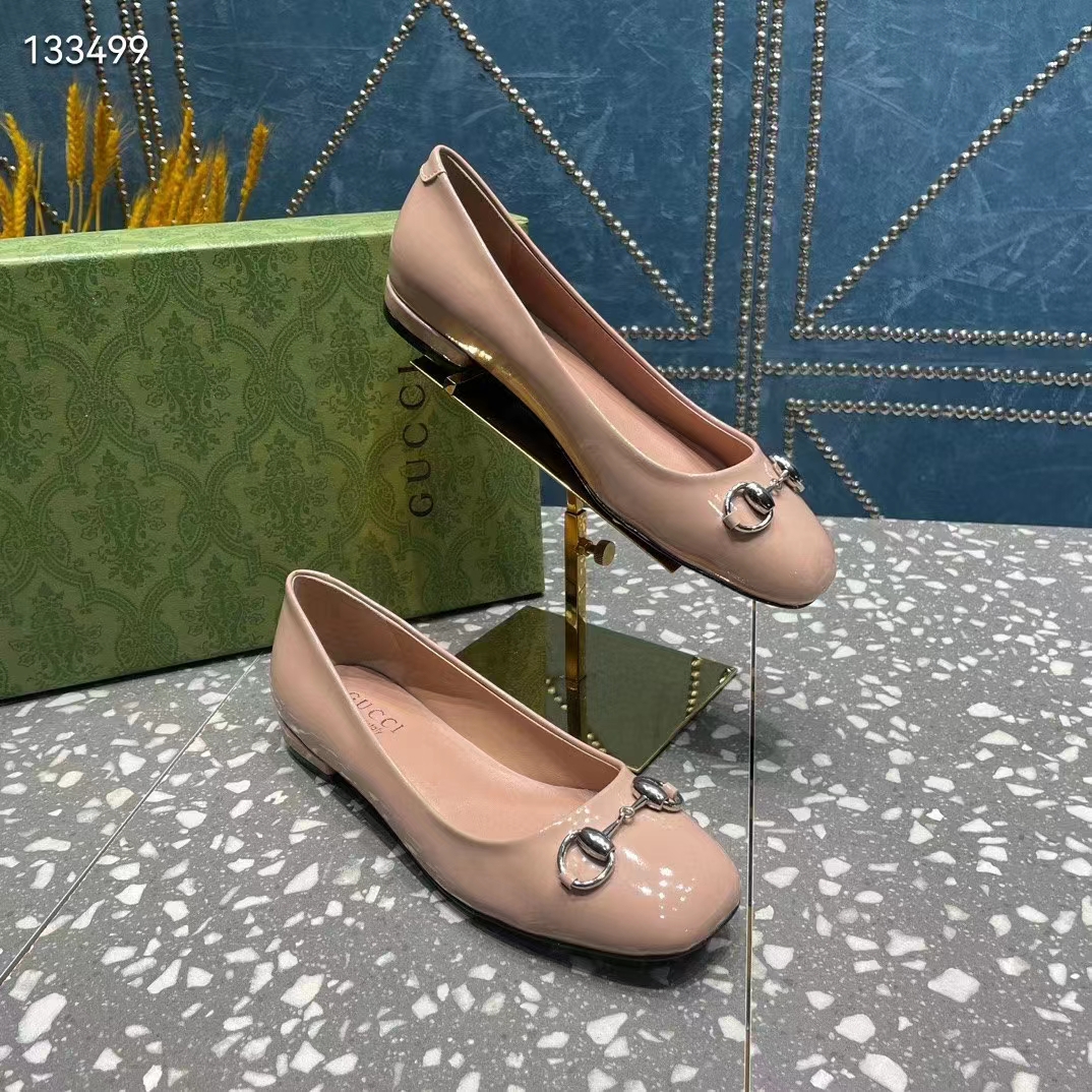 G*u*i women ballet flat horsebit light pink leather low 2.5 cm heel