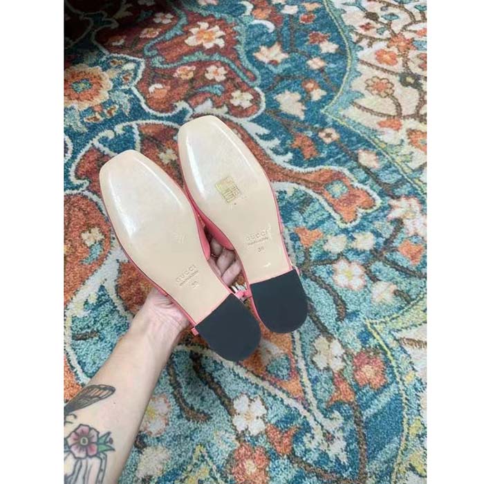 G*u*i women gg double g ballet flat pink leather square toe 1.5 cm heel