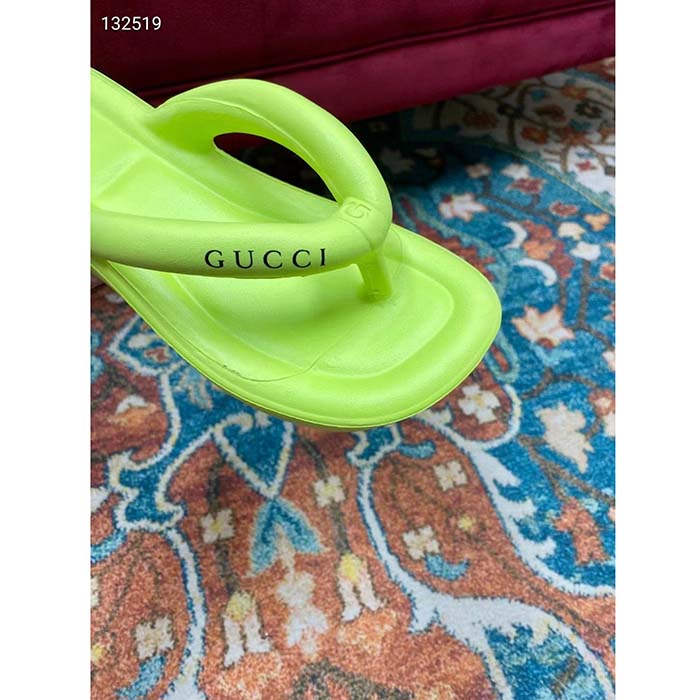 G*u*i women gg thong platform slide sandal light green rubber mid 5 cm heel