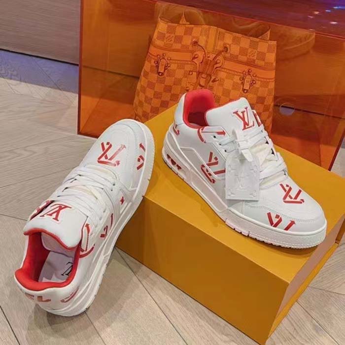 Louis Vuitton Unisex LV Trainer Sneaker Red Mix Sustainable Materials Recycled Polyester