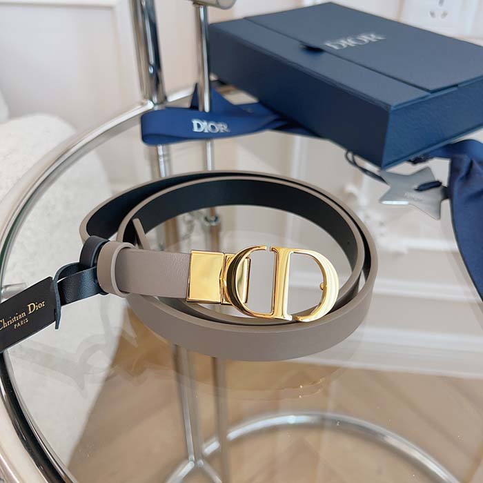 Dior CD Unisex 30 Montaigne Reversible Belt Hazelnut Black Smooth Calfskin 20 MM Width