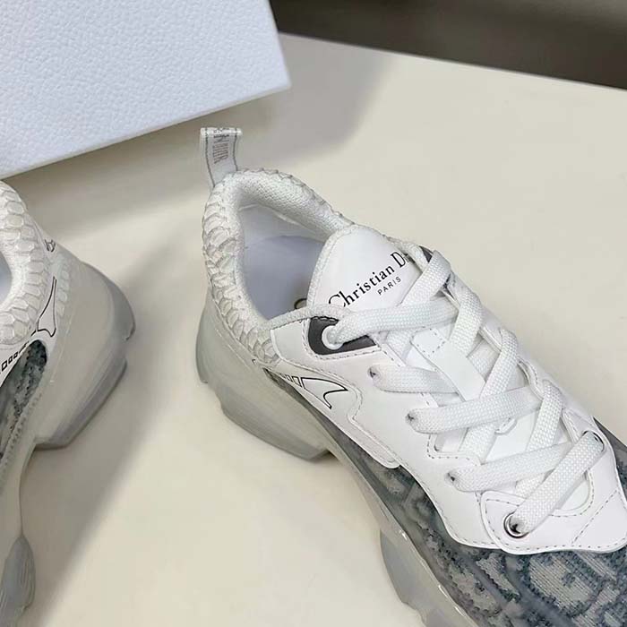 Dior CD Unisex Dior Vibe Sneaker Gray Dior Oblique Technical Fabric Transparent Rubber