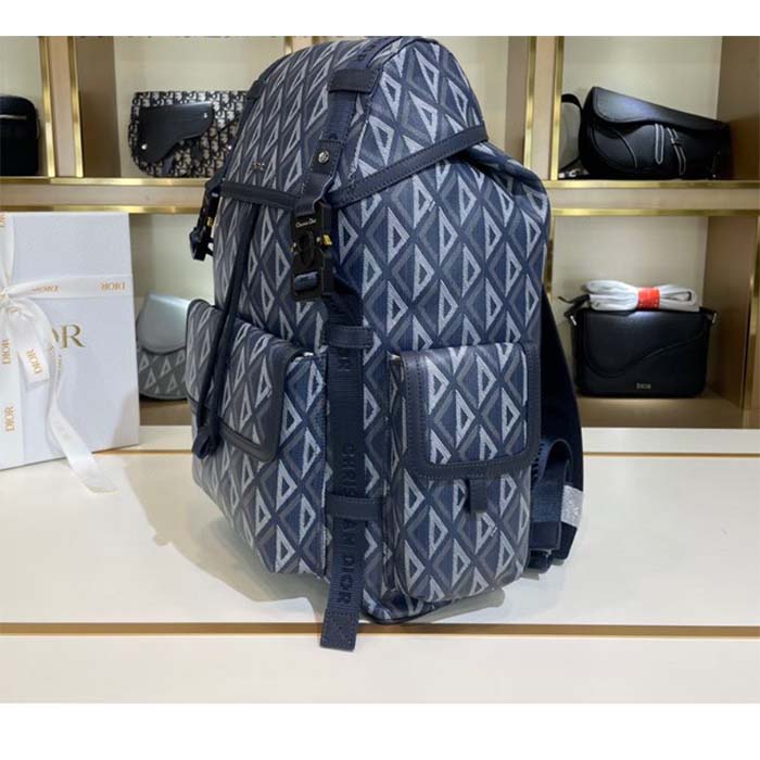 dior unisex cd hit the road backpack navy blue cd Di*m*nd canvas