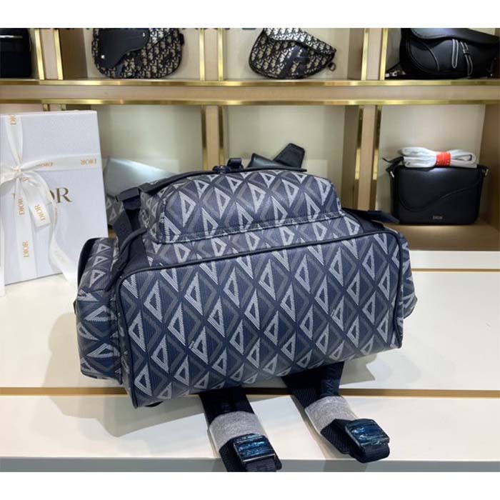 dior unisex cd hit the road backpack navy blue cd Di*m*nd canvas