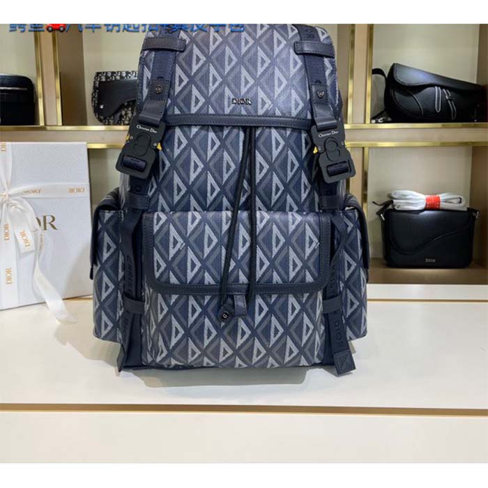 dior unisex cd hit the road backpack navy blue cd Di*m*nd canvas