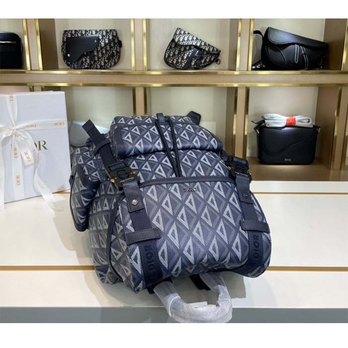 dior unisex cd hit the road backpack navy blue cd Di*m*nd canvas