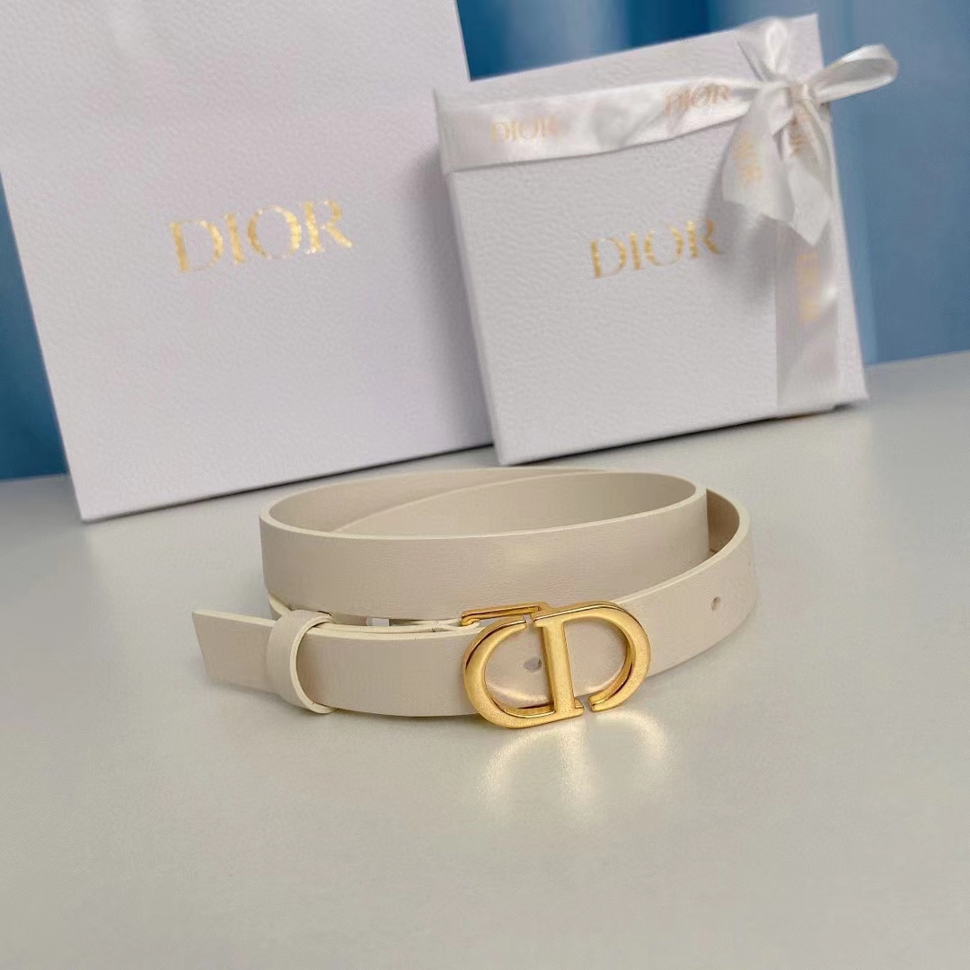 Dior Unisex CD Saddle Belt Latte Ultrasoft Calfskin 20 MM Width