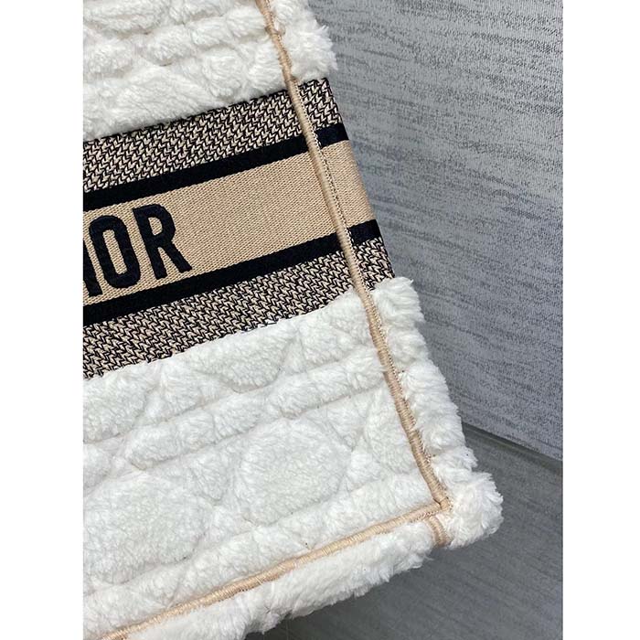 Dior Women CD Medium Book Tote Ice Cannage Shearling Christian Dior Paris Signature