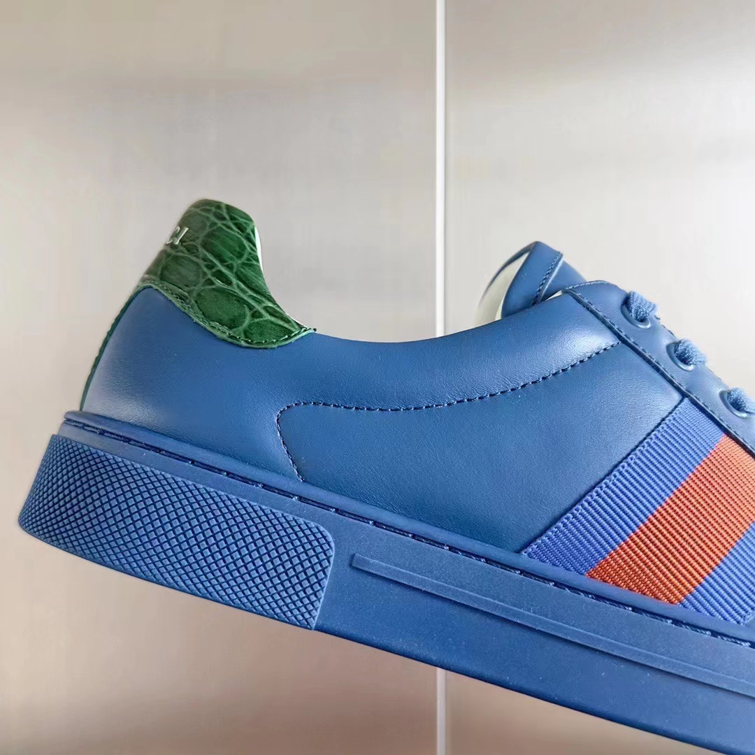 G*u*i unisex ace gg crystal canvas sneaker blue green red web rubber low heel