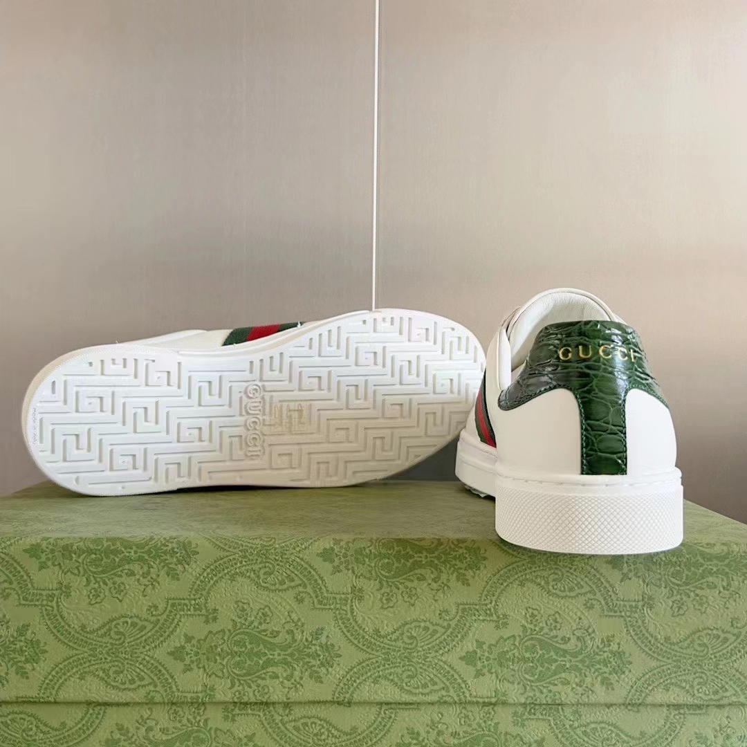 G*u*i unisex gg ace sneaker web blue white leather green red web rubber low heel