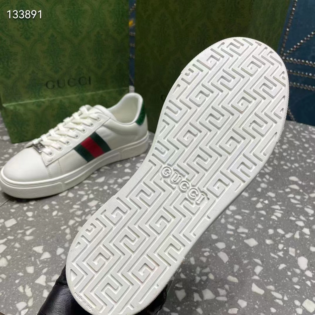 G*u*i unisex gg ace sneaker white leather green red web ‘ace’ metal tag rubber