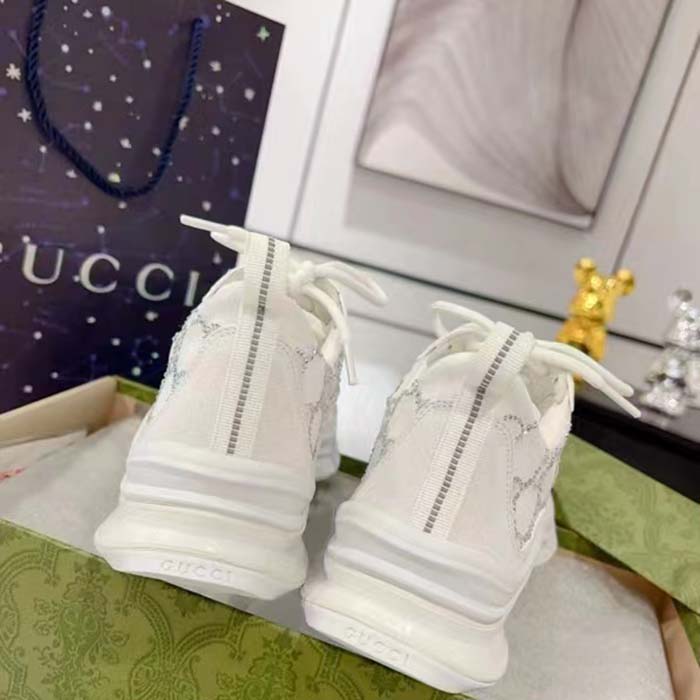 G*u*i unisex gg G*u*i run gg crystal mesh sneaker white suede mid 6 cm heel