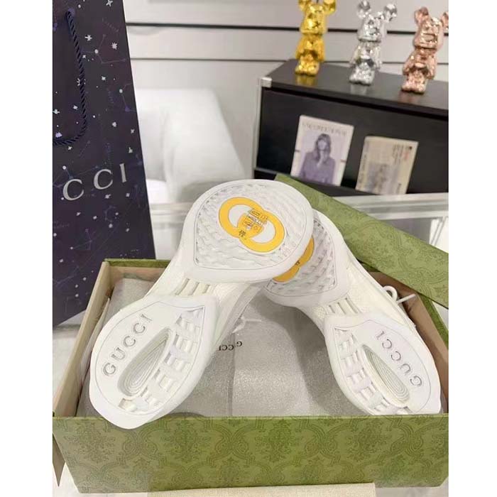 G*u*i unisex gg G*u*i run gg crystal mesh sneaker white suede mid 6 cm heel