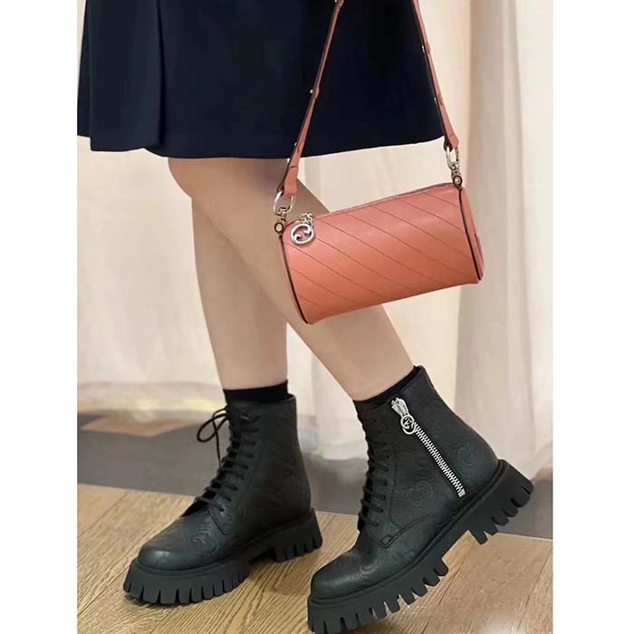 G*u*i unisex gg leather boots rubber lug sole lace-up interlocking g flats