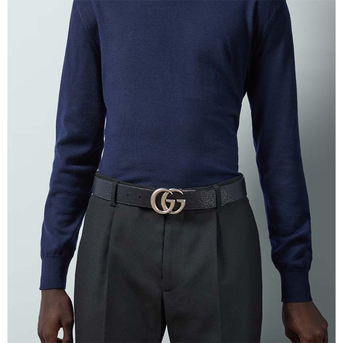 G*u*i unisex gg marmont reversible belt dark blue supreme canvas double g buckle