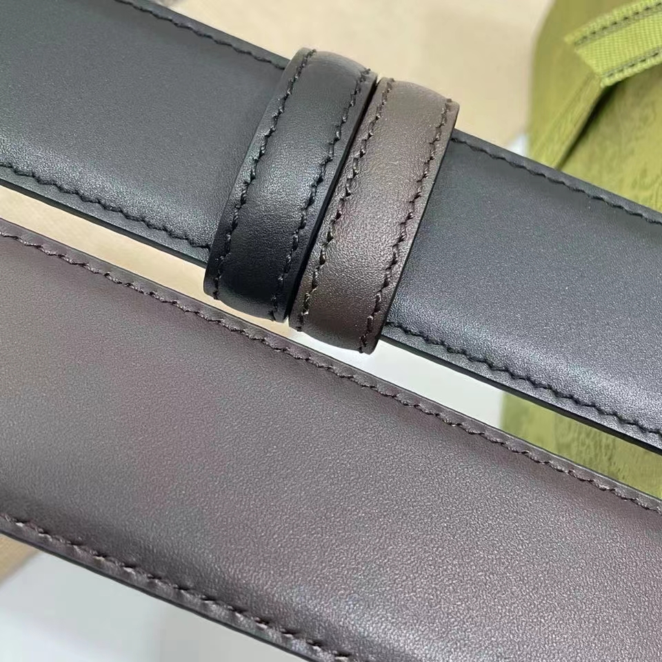G*u*i unisex gg reversible belt square g buckle black leather reverses brown leather