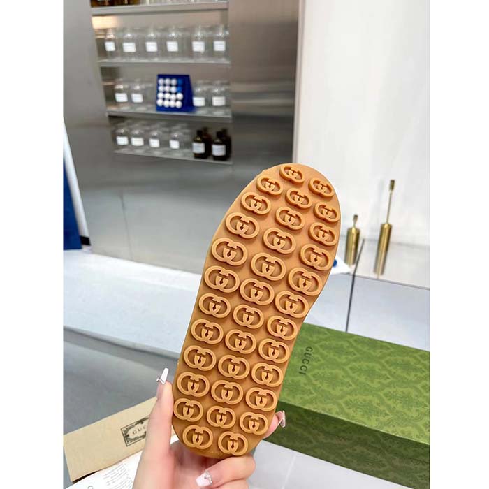 G*u*i unisex gg sneaker beige ebony original gg canvas rubber sole interlocking g flat