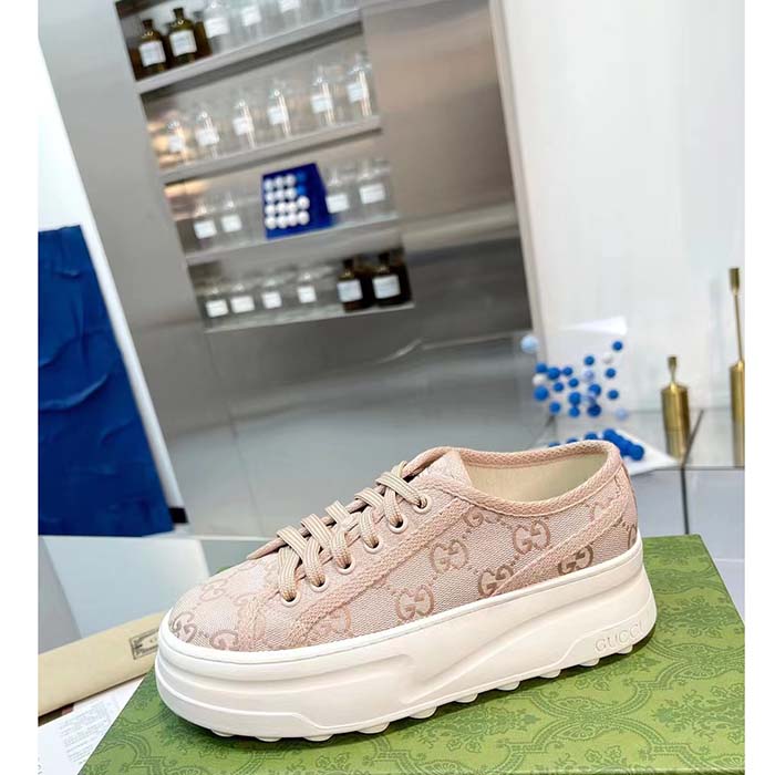 G*u*i unisex gg sneaker pink original gg canvas rubber sole interlocking g flat