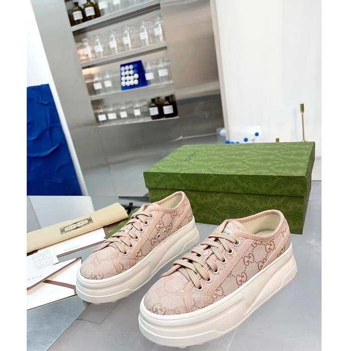 G*u*i unisex gg sneaker pink original gg canvas rubber sole interlocking g flat