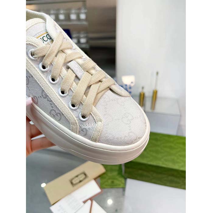G*u*i unisex gg sneaker white original gg canvas rubber sole interlocking g flat