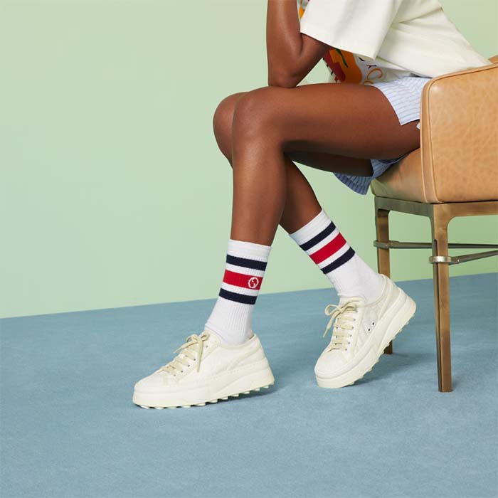 G*u*i unisex gg sneaker white original gg canvas rubber sole interlocking g flat