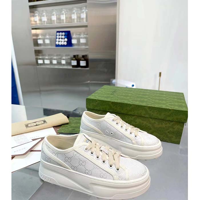 G*u*i unisex gg sneaker white original gg canvas rubber sole interlocking g flat