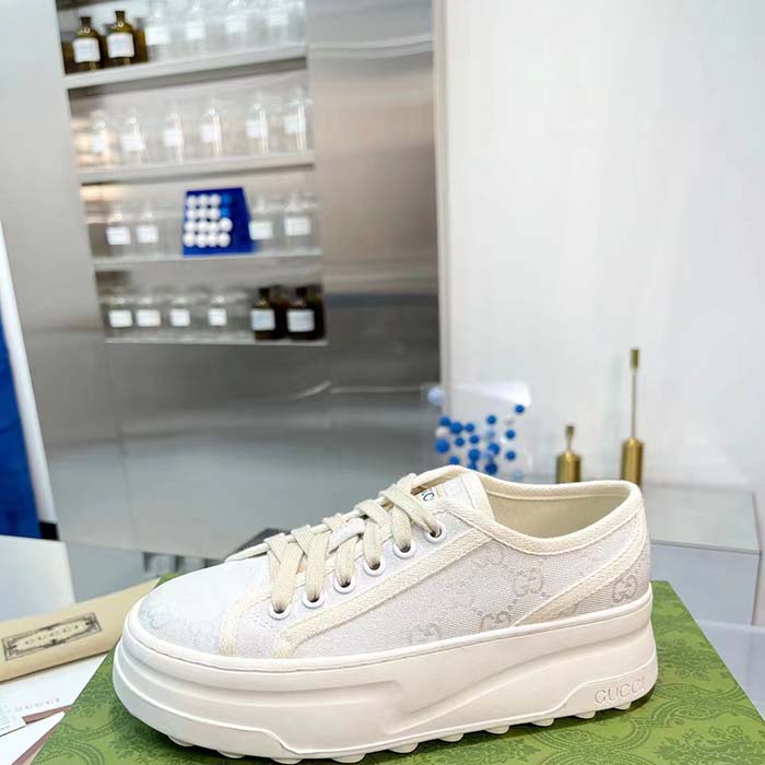 G*u*i unisex gg sneaker white original gg canvas rubber sole interlocking g flat