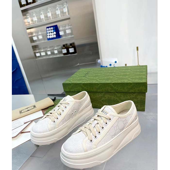 G*u*i unisex gg sneaker white original gg canvas rubber sole interlocking g flat