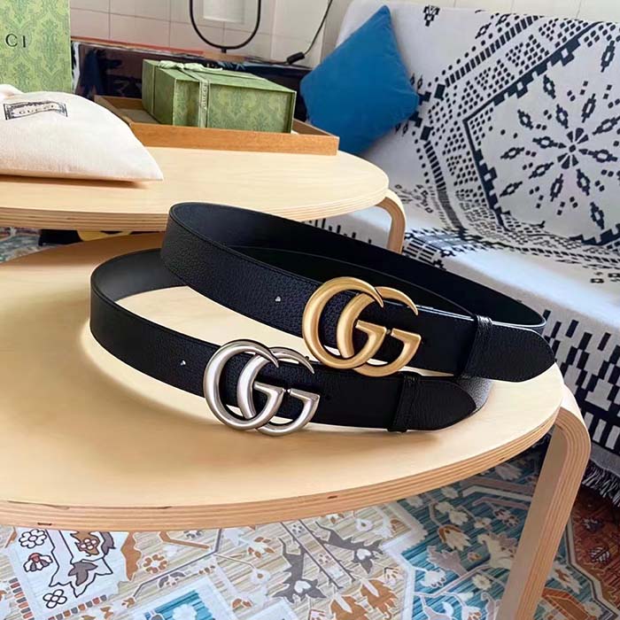 G*u*i unisex marmont belt maxi gg canvas black double g buckle 3.8 cm width