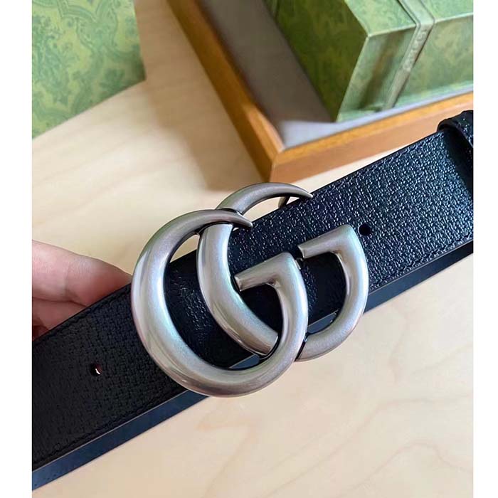 G*u*i unisex marmont belt maxi gg canvas black double g buckle 3.8 cm width