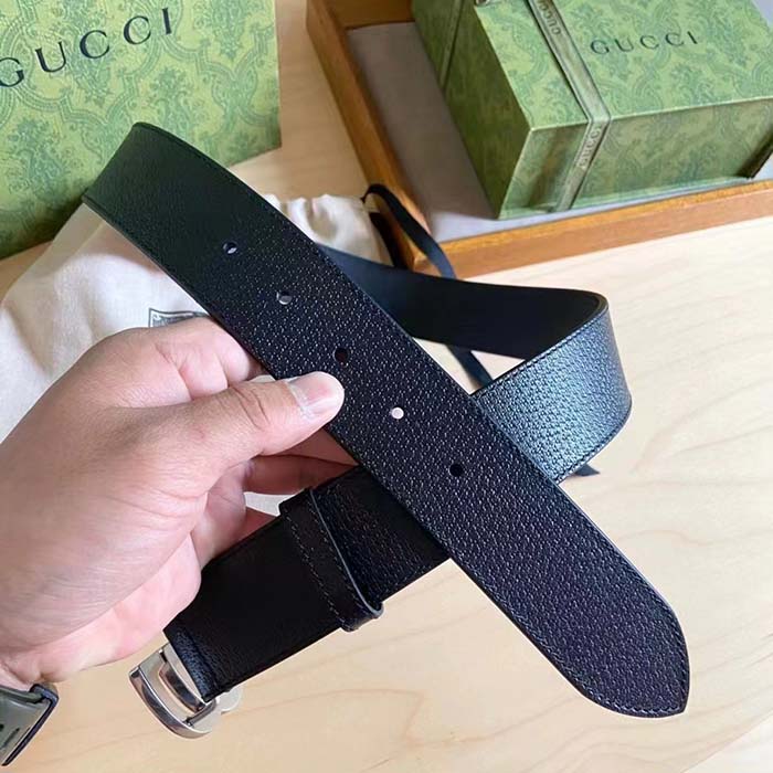 G*u*i unisex marmont belt maxi gg canvas black double g buckle 3.8 cm width