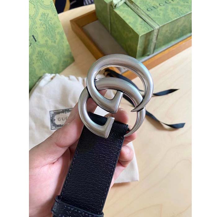 G*u*i unisex marmont belt maxi gg canvas black double g buckle 3.8 cm width