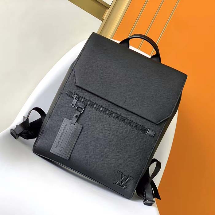Louis Vuitton LV Unisex Fastline Backpack Black Cowhide Leather Textile Lining