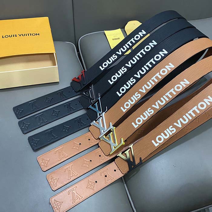 Louis Vuitton Unisex LV Initials 40 MM Reversible Belt Tan Brown Epi XL Cowhide Leather