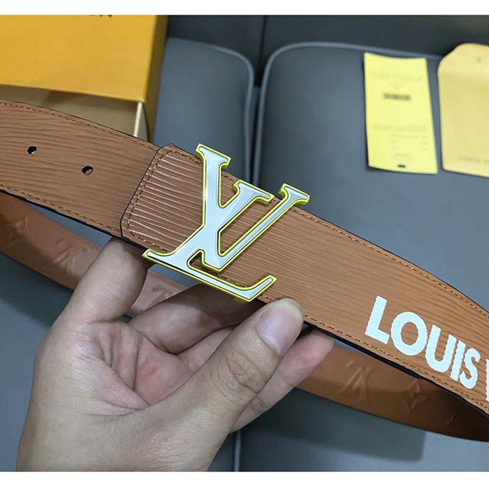 Louis Vuitton Unisex LV Initials 40 MM Reversible Belt Tan Brown Epi XL Cowhide Leather