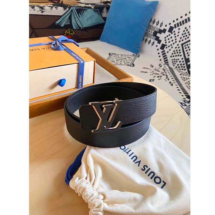 Louis Vuitton Unisex LV Optic 40 MM Reversible Belt Black Calf Leather Initiales Buckle