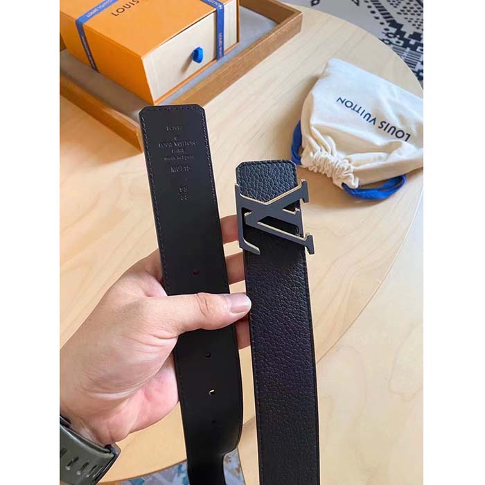 Louis Vuitton Unisex LV Optic 40 MM Reversible Belt Black Calf Leather Initiales Buckle