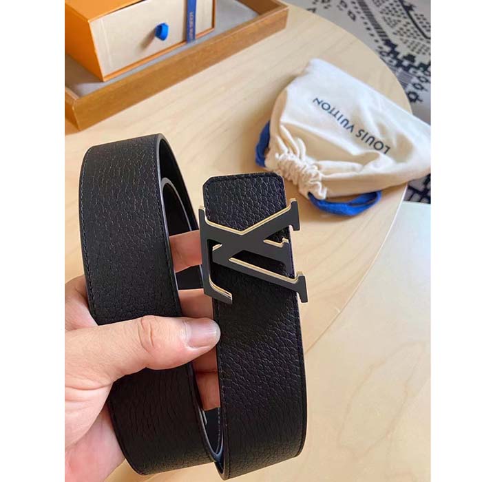 Louis Vuitton Unisex LV Optic 40 MM Reversible Belt Black Calf Leather Initiales Buckle